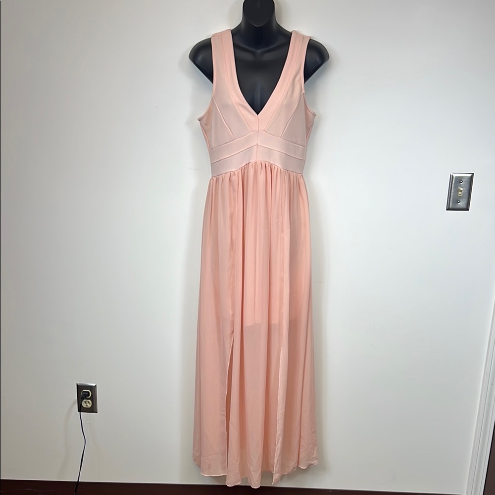 Venus Peach Sleeveless Maxi Dress with Mini Slip Large